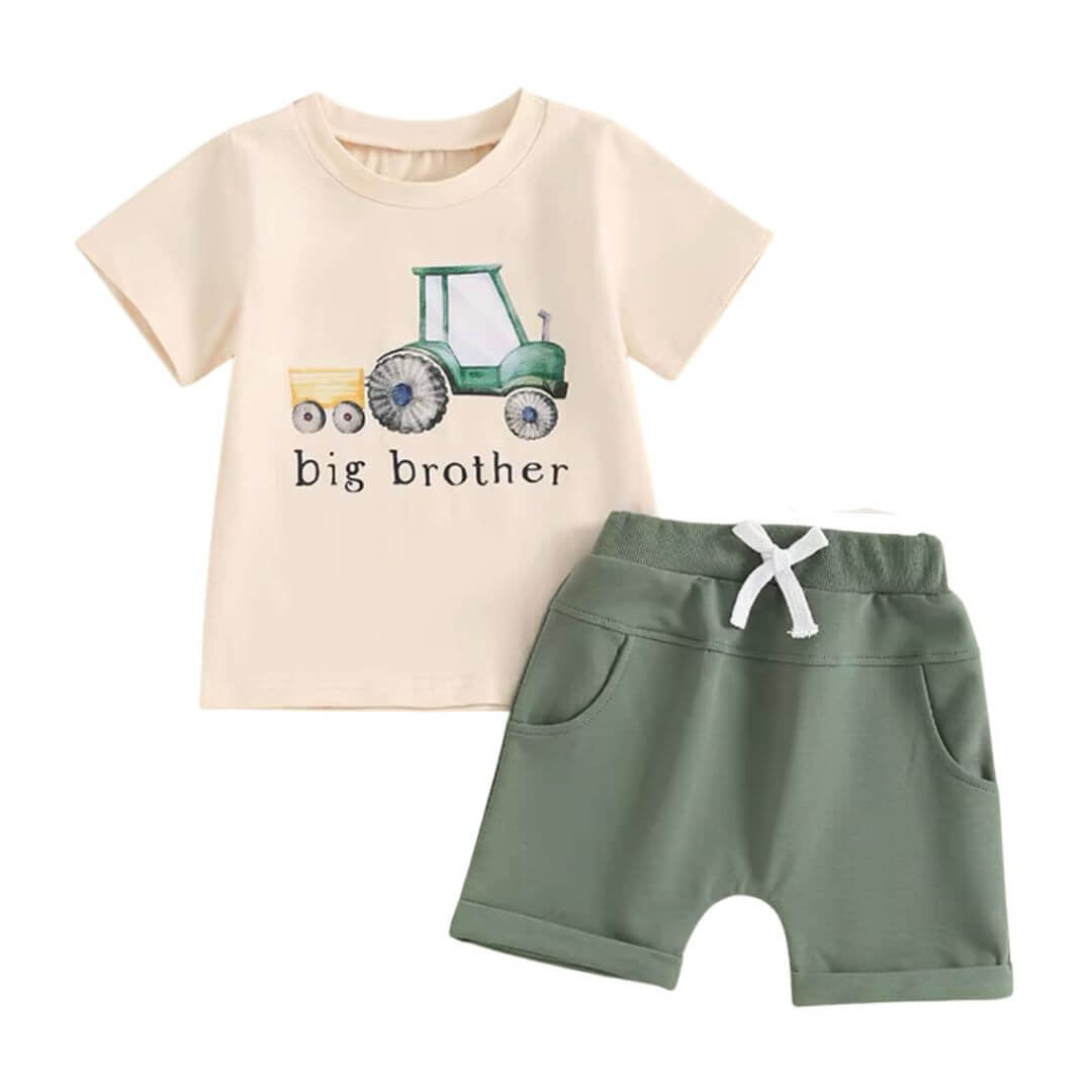 Big Brother Tractor Set | Matching Sibling Outfit for Boys (1-5 Years) - Lulu Babe