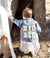Toddler girl wearing Big Sis Denim Jacket - big sister announcement photo