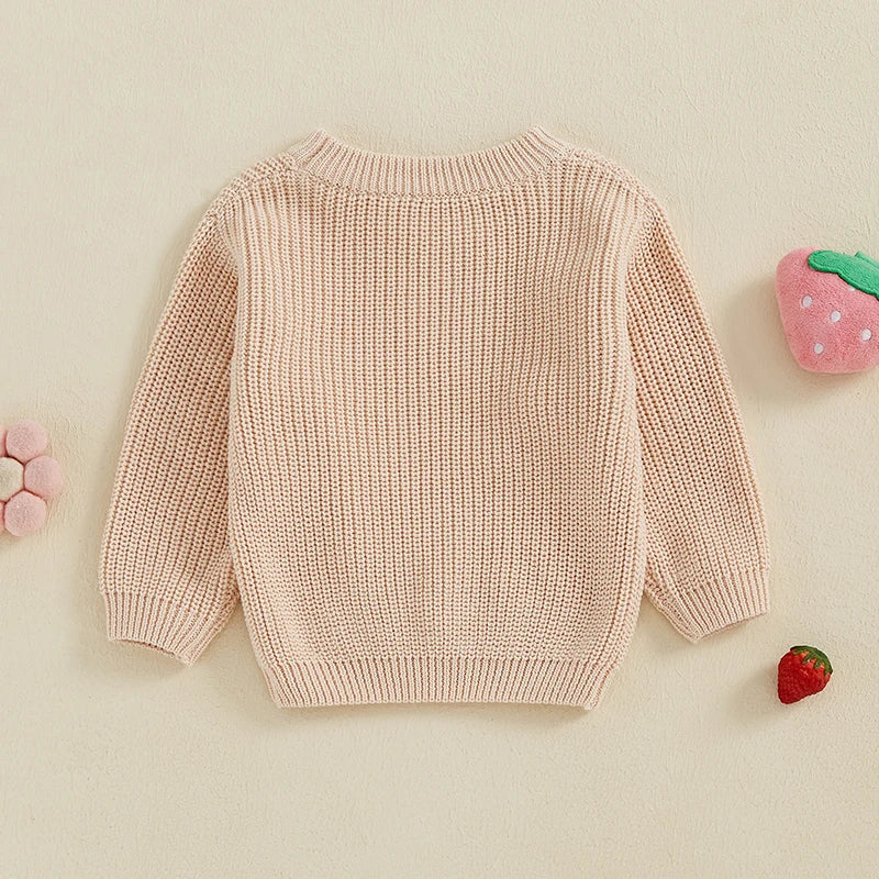 Beige chunky knit Big Sis jumper - back view