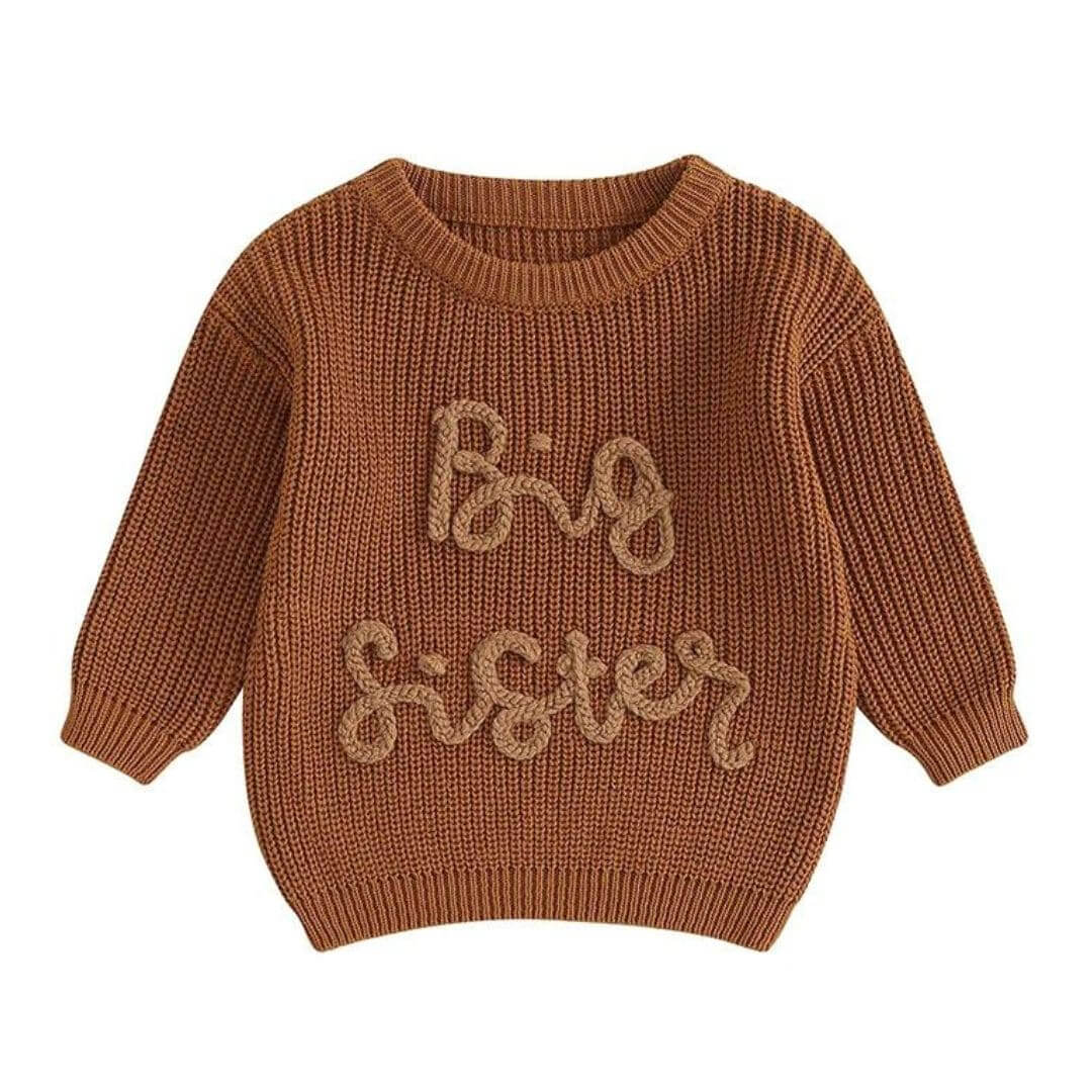 Big Sister Jumper in brown knit for girls 1-5 years