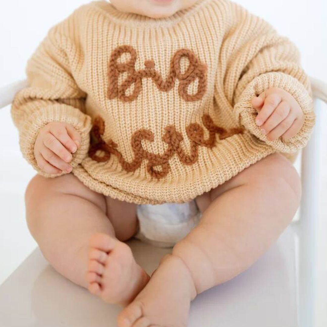 Big Sister Jumper in beige | Matching Outfits for Big Sister Announcement - Lulu Babe