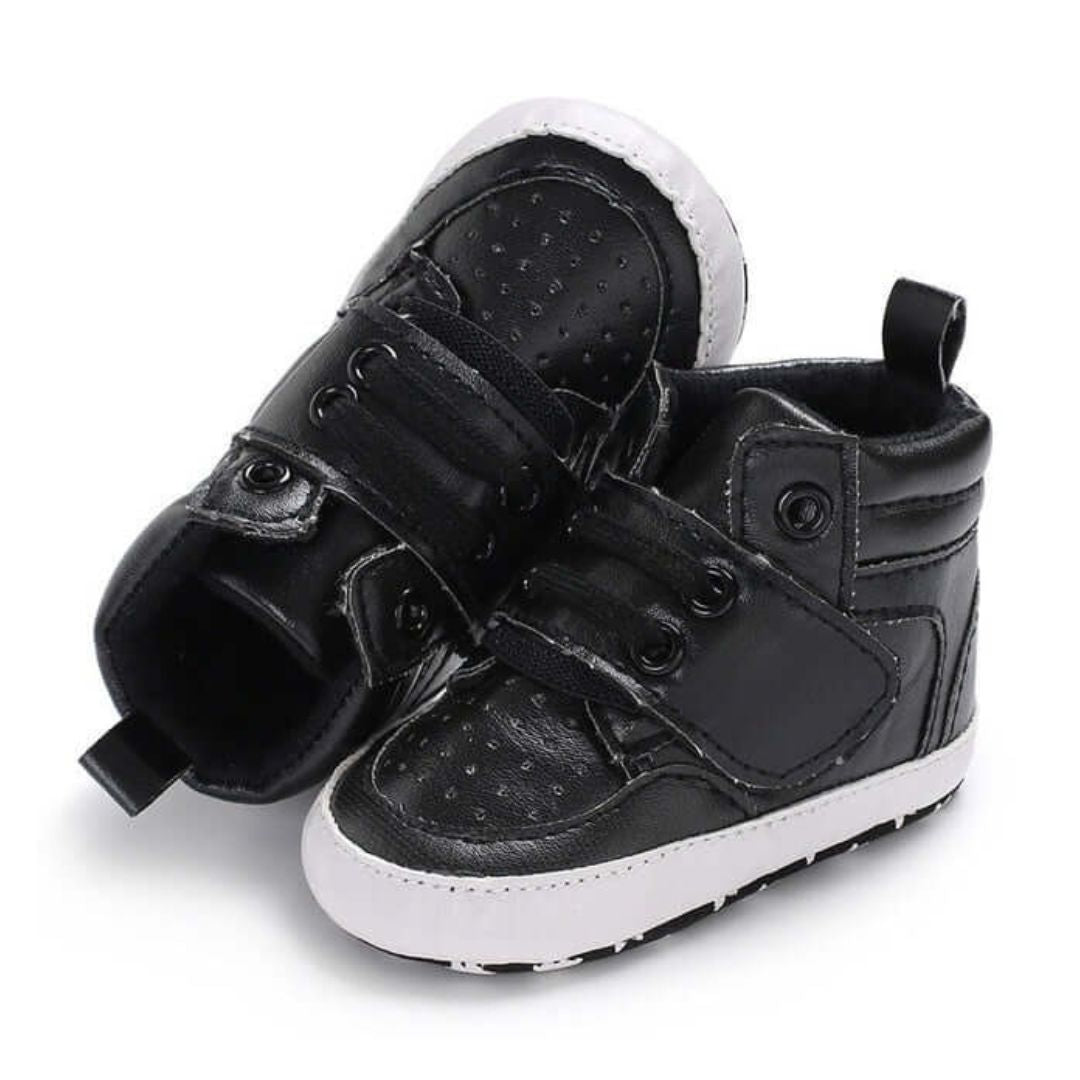 Black high top baby sneakers for 0-18 months