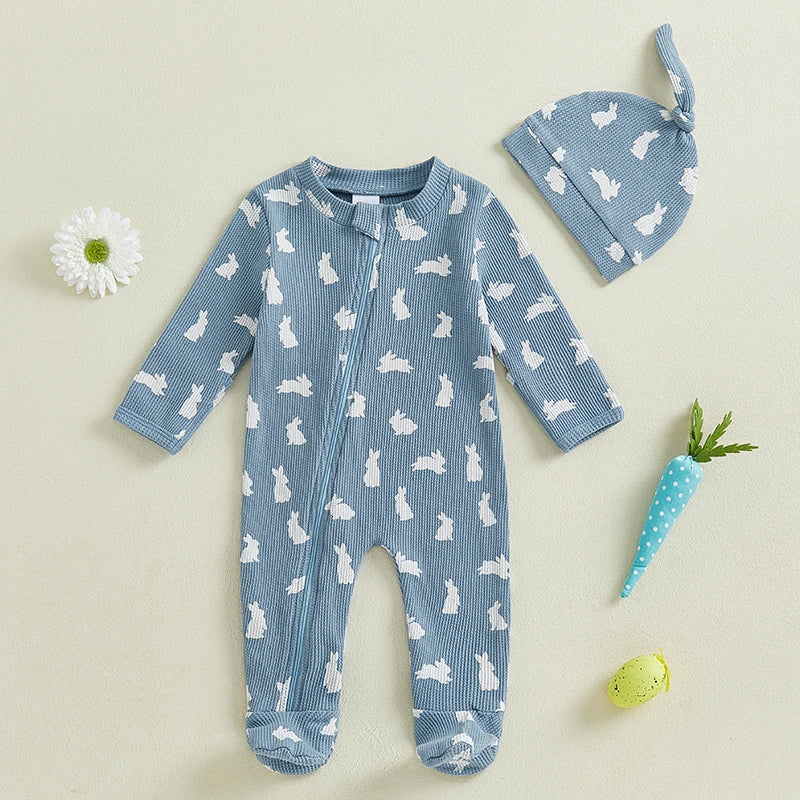 Bunny Zip Waffle Romper