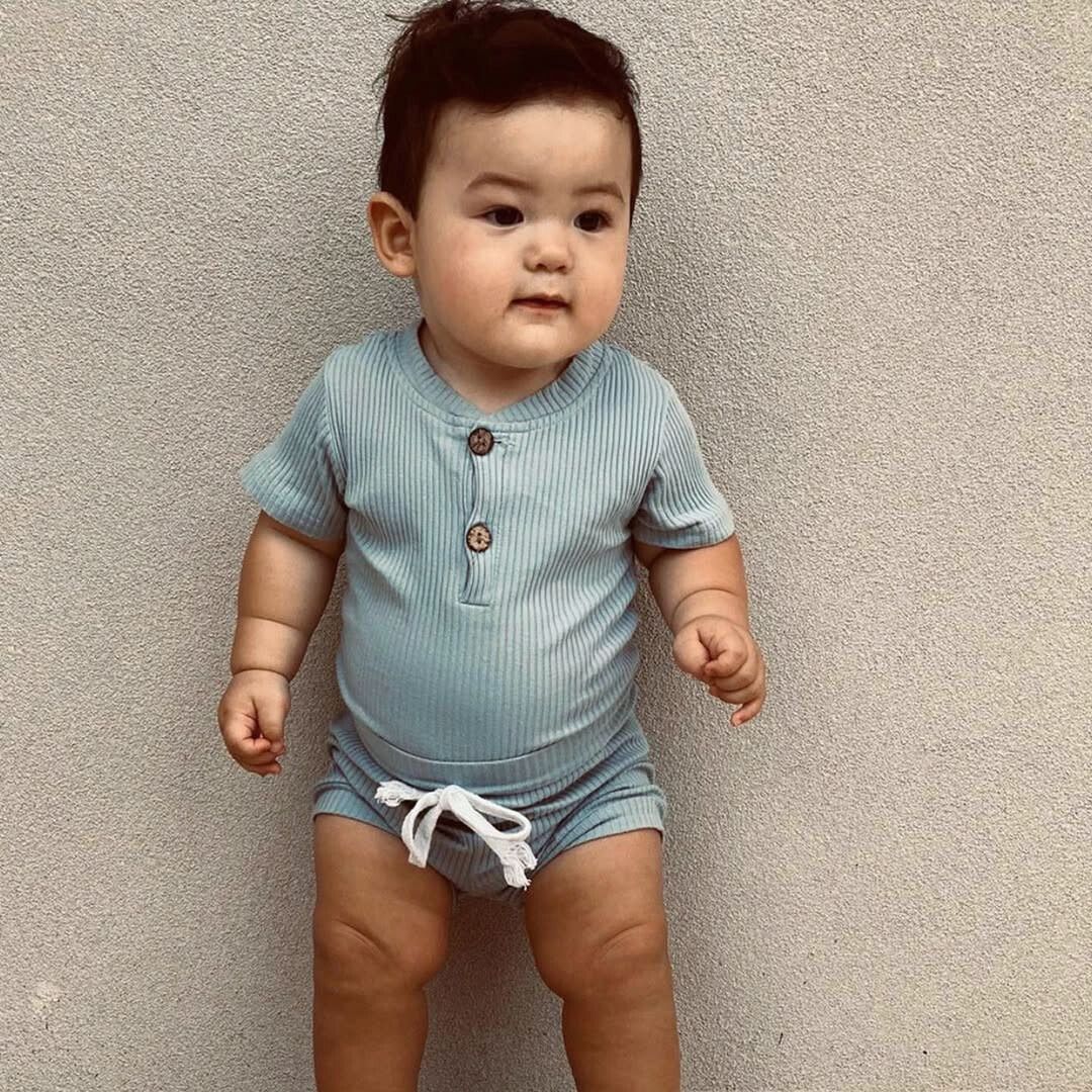 Bailey Ribbed Shorts Set | Unisex Baby Outfit - Lulu Babe