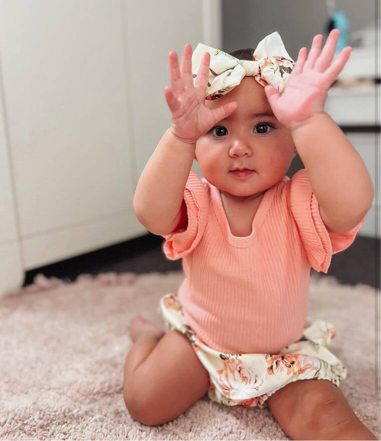 Pink & Floral Baby Girl Outfit | Bridget Ribbed Romper & Bloomer Set - Lulu Babe