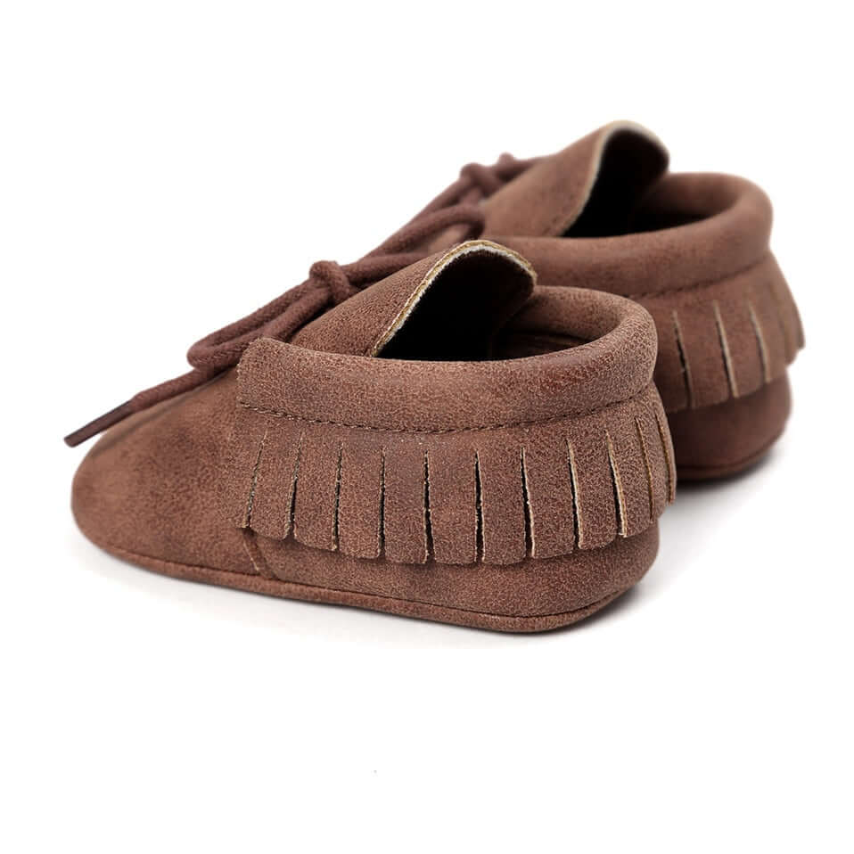 Brown Baby Moccasins – back view