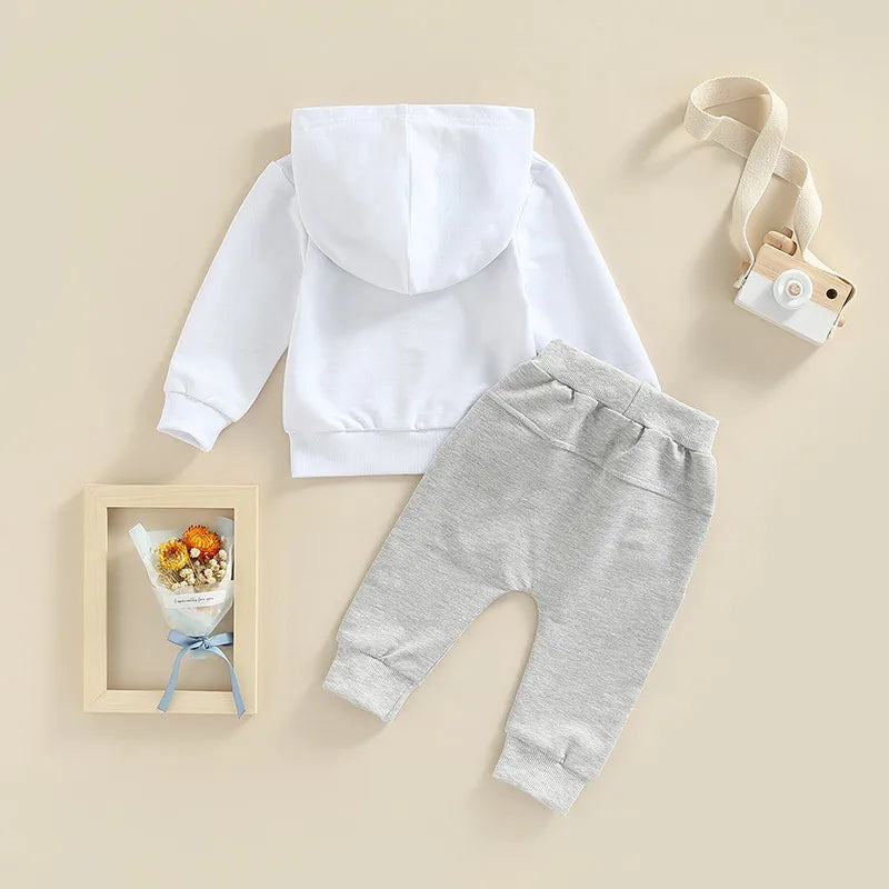 Bubs baby boy tracksuit set, with long pants and pullover hoodie for winter