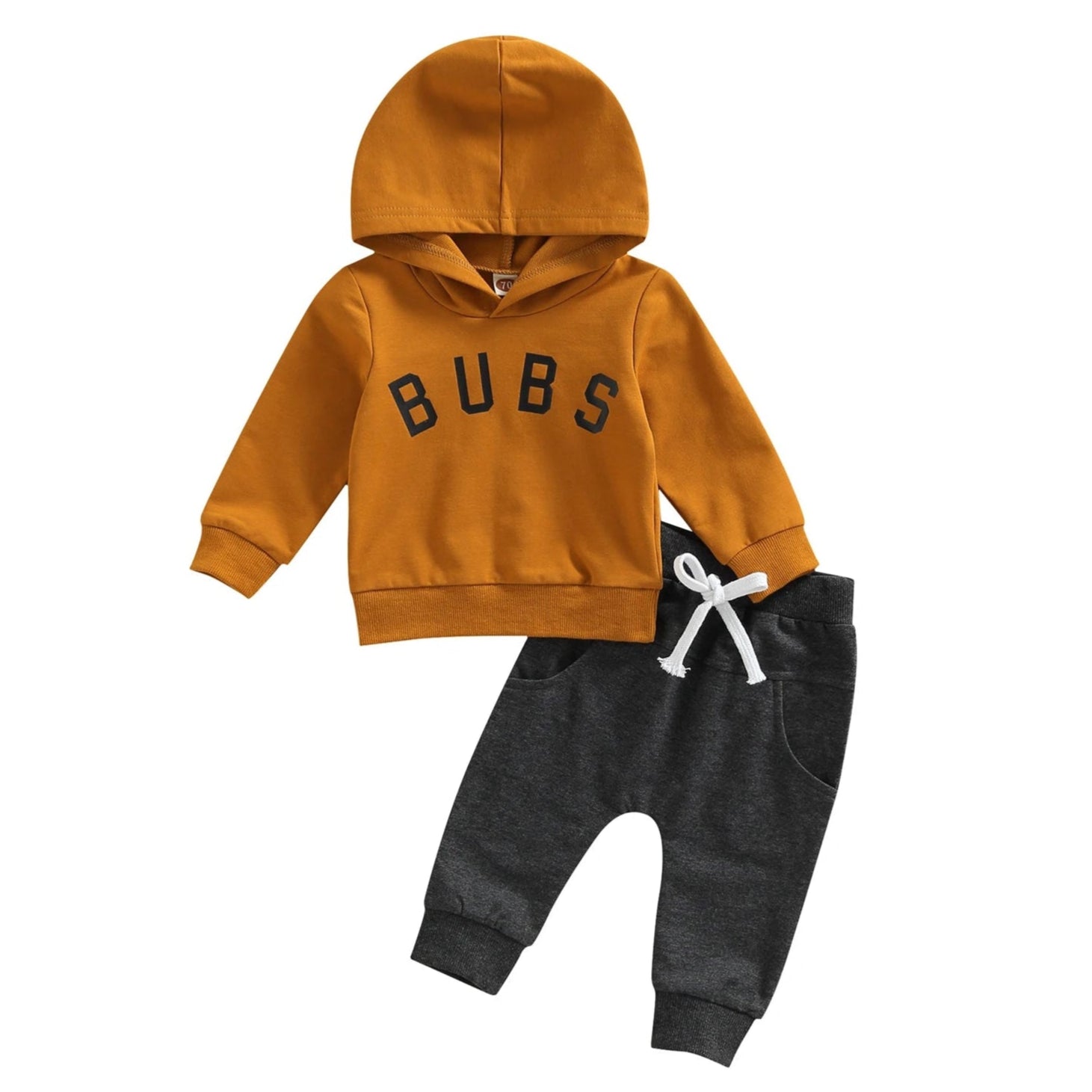 Bubs Hoodie Trackie Set for baby boys, featuring comfy pullover hoodie and grey jogger pants, perfect winter outfit.