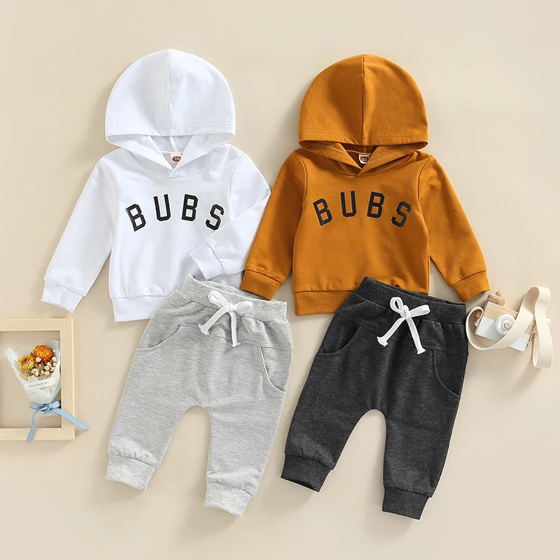 Bubs Hoodie Trackie Set for baby boys, featuring stylish hoodies and jogger pants, perfect winter outfit for comfort.