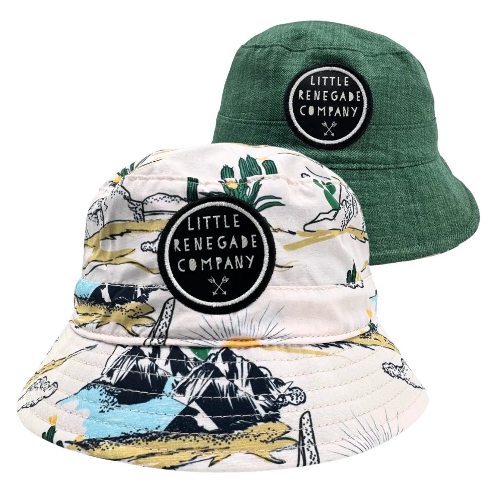 Set of 2 reversible bucket hats from Little Renegade Company for adult and child