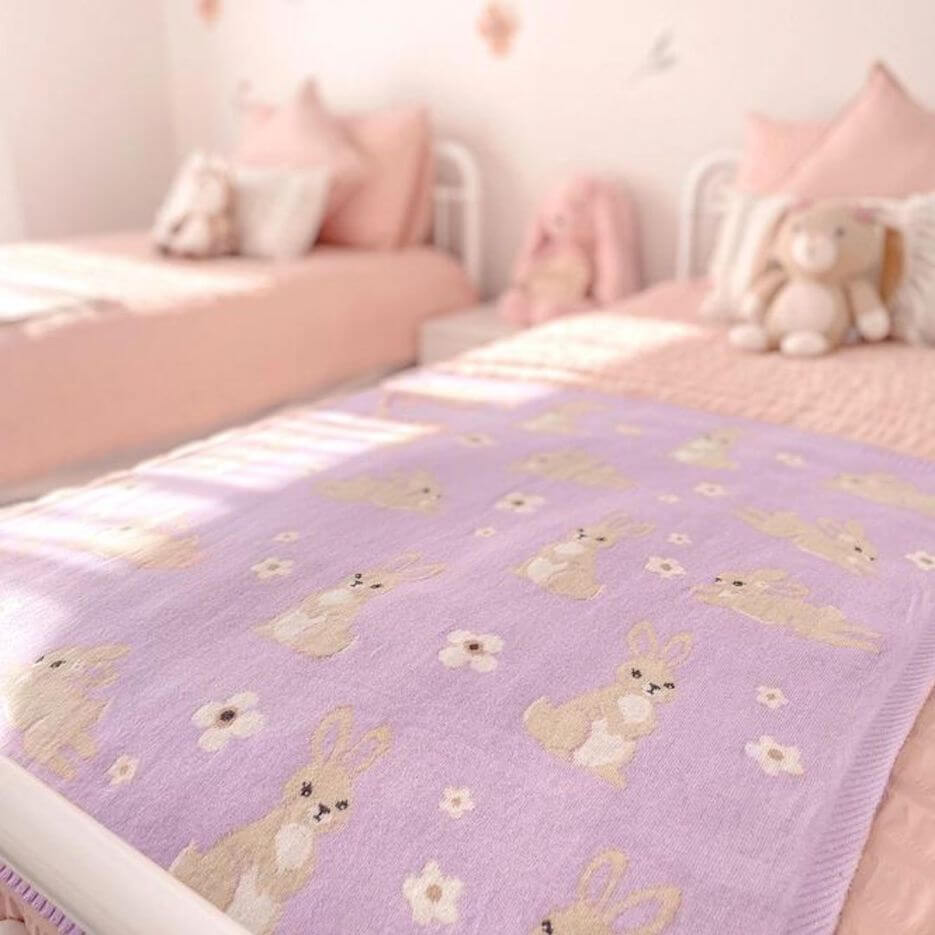 Soft Bunny Baby Blanket - Lilac 100% Cotton Knit