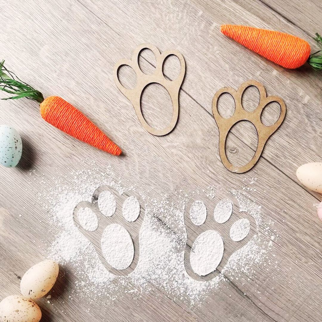 Easter Bunny Footprint Stencils | Set of 2 Wooden Paw Stencils