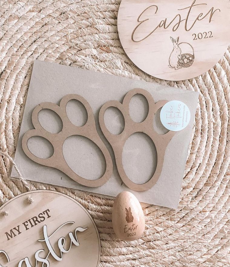 Easter Bunny Footprint Stencils | Set of 2 Wooden Paw Stencils