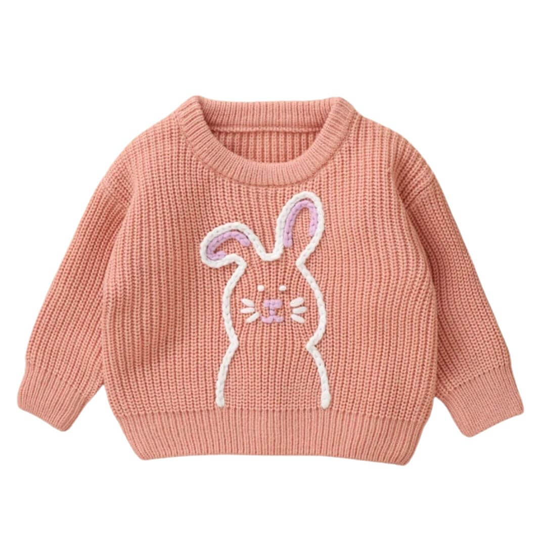 Bunny Knit Baby Jumper | Dusty Rose Toddler Sweater - Lulu Babe