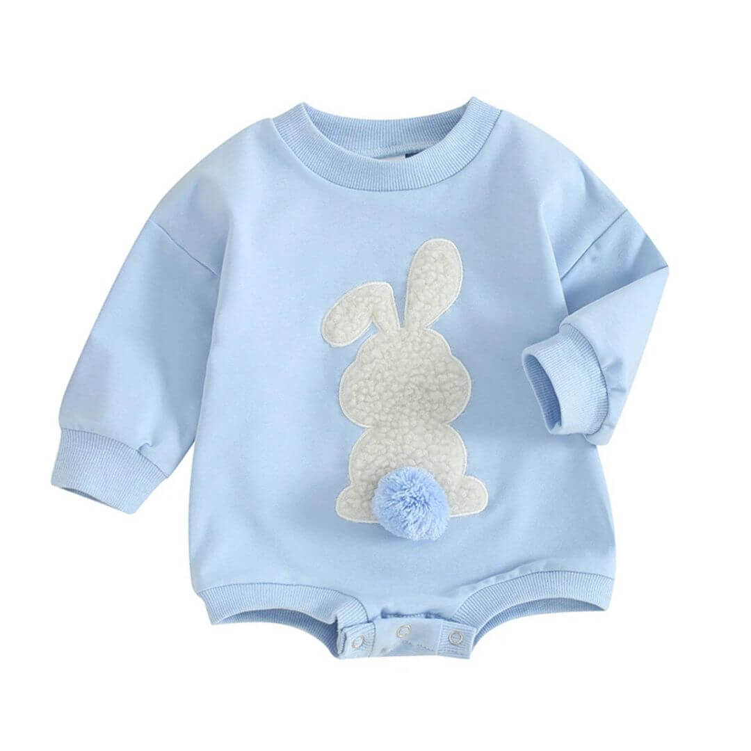 Blue Bunny Pom Pom Romper | Baby & Toddler Outfit - Lulu Babe