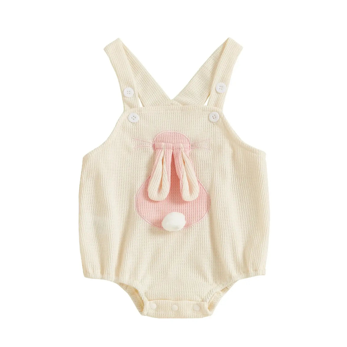 Waffle Bunny Baby Romper in cream
