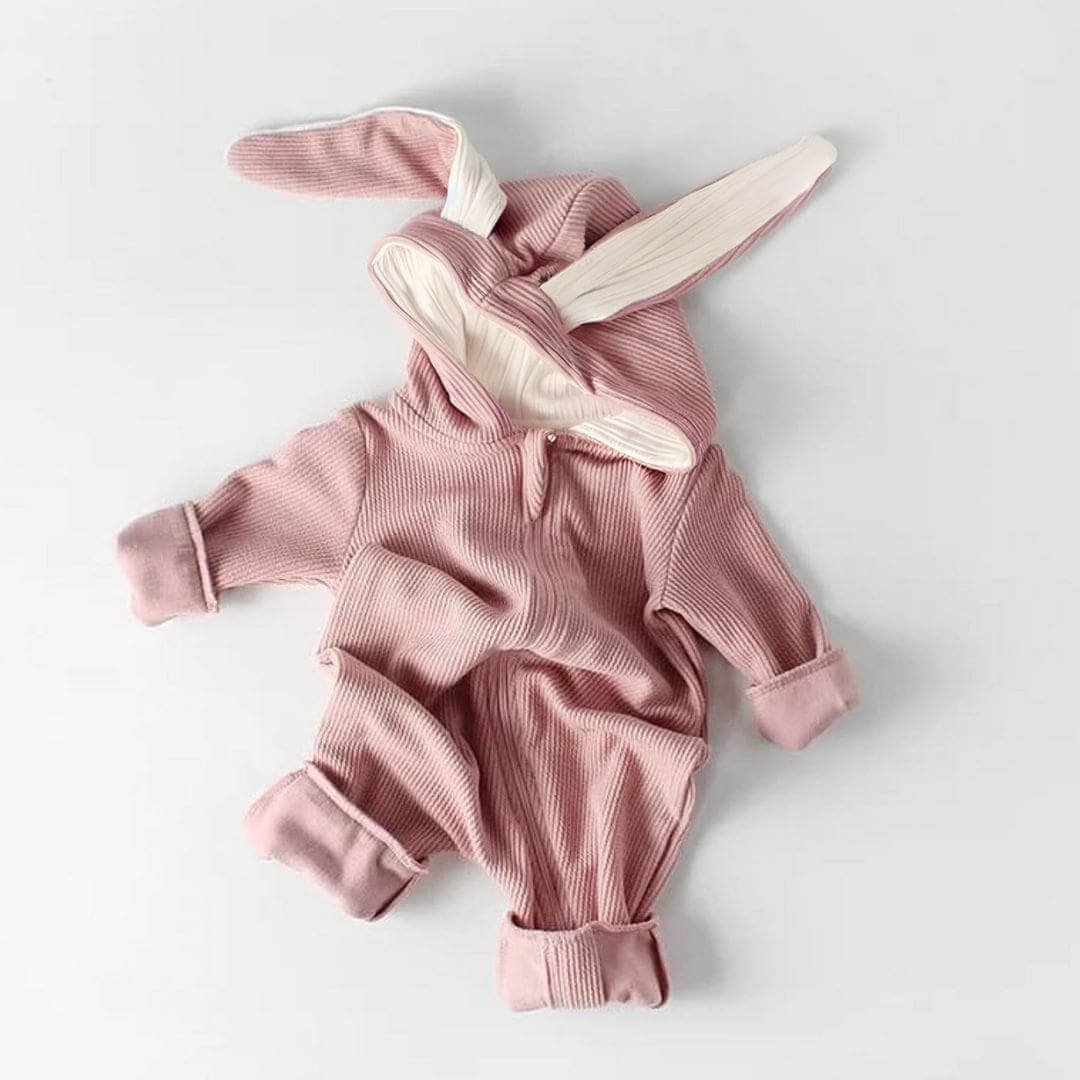 Bunny Zipper Baby Onesie | Floppy Bunny Ears on Hood - Lulu Babe