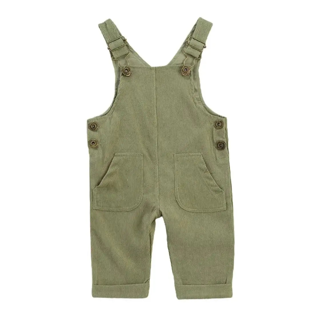 Corduroy Baby Overalls in green - unisex baby romper from Lulu Babe 