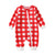 Red and white checked baby romper with zipper front.