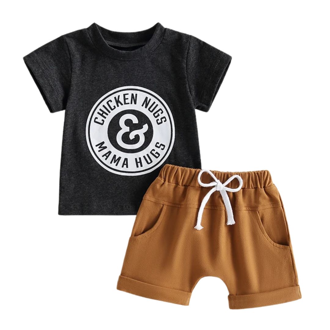 Chicken nugs and mama hugs - funny baby outft 