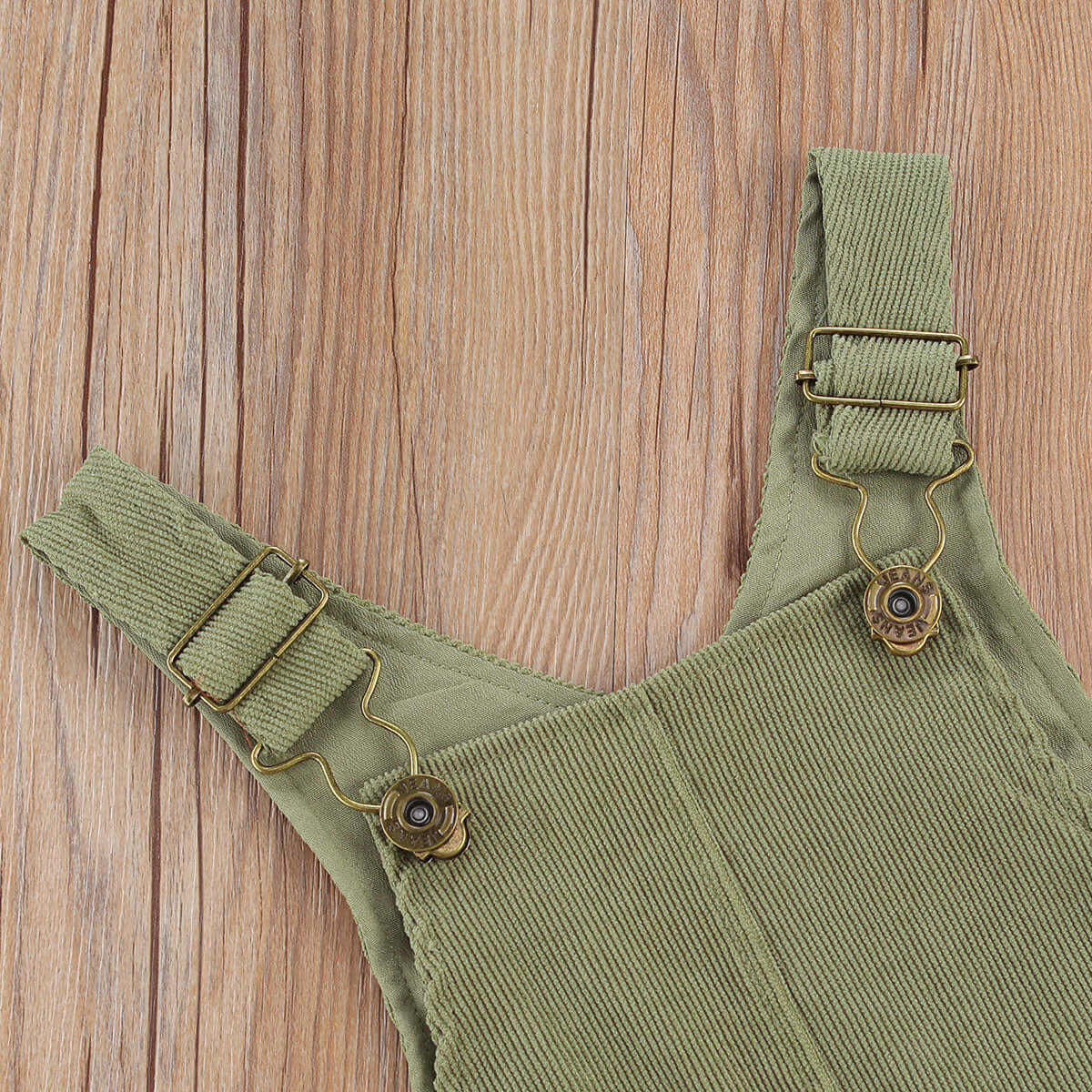 Corduroy Baby Overalls in green with adjustable straps - Lulu Babe