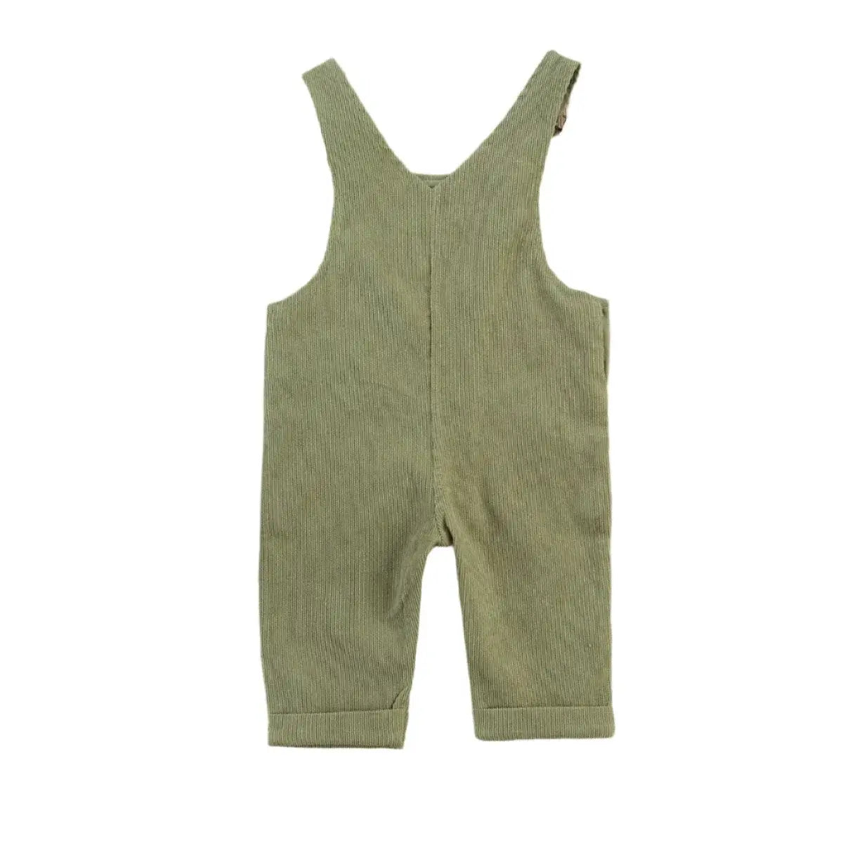 Corduroy Baby Overalls in green - unisex baby romper - back view