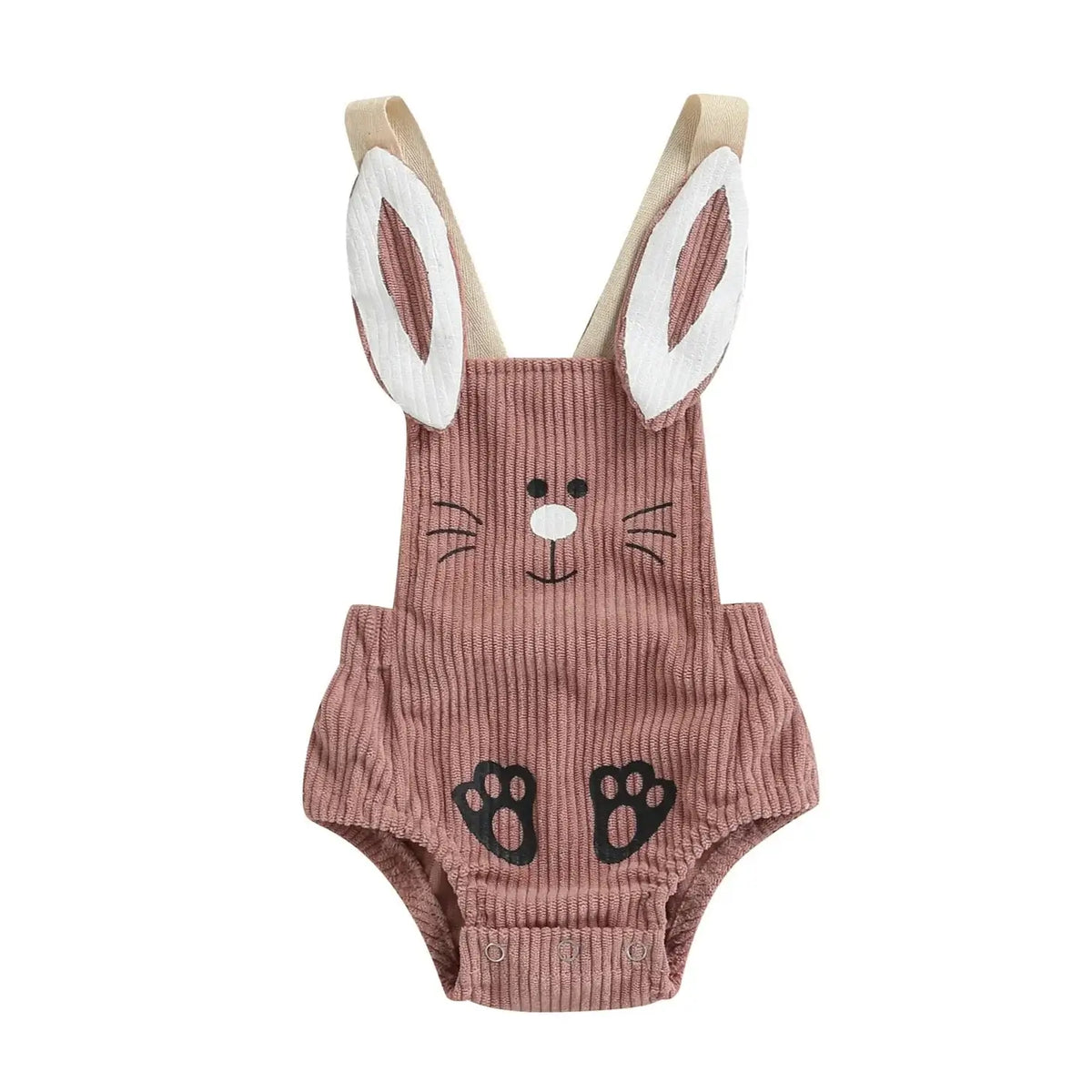 Corduroy Bunny Romper - Unisex Baby Outfit with Bunny Ears - Lulu Babe