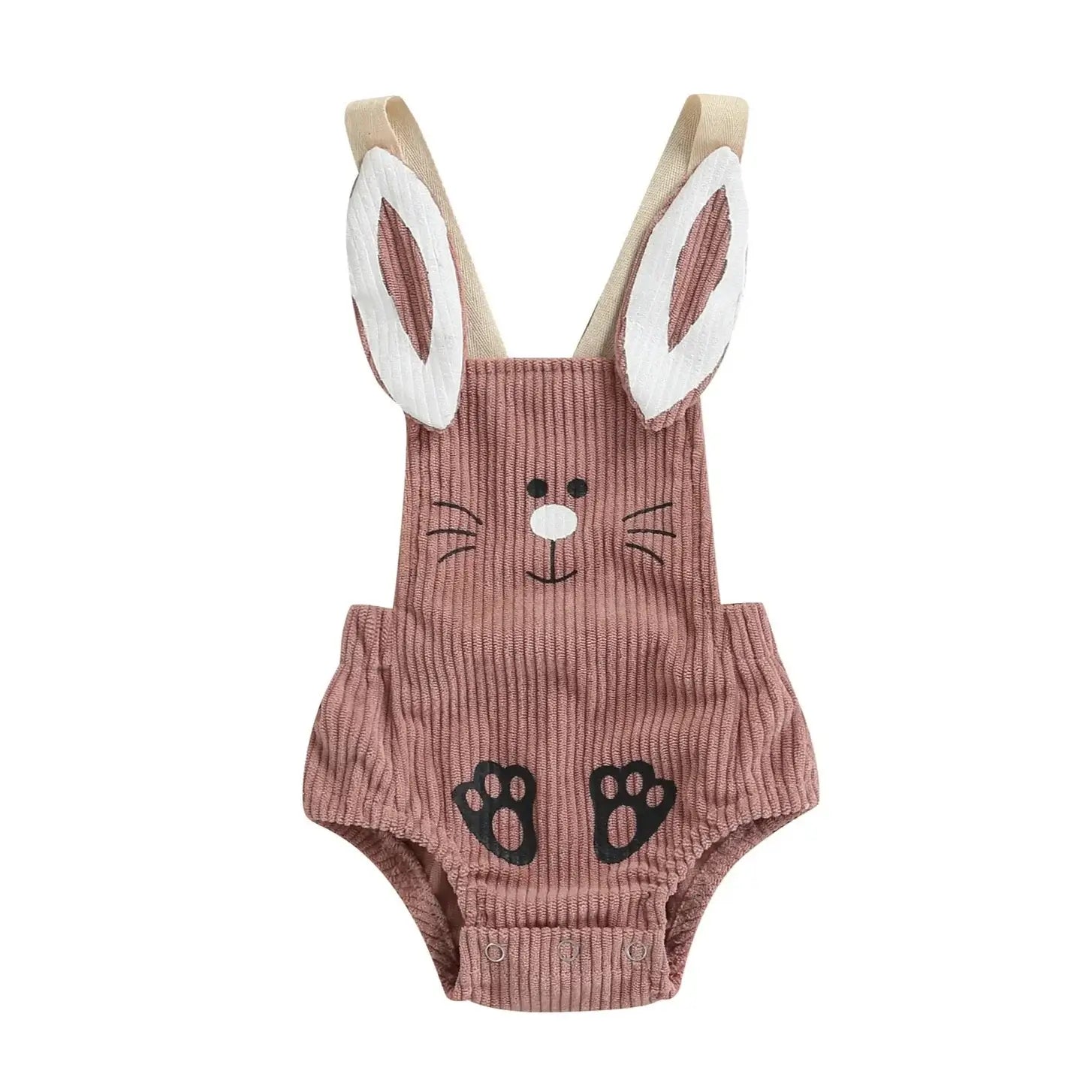 Corduroy Bunny Romper - Unisex Baby Outfit with Bunny Ears - Lulu Babe