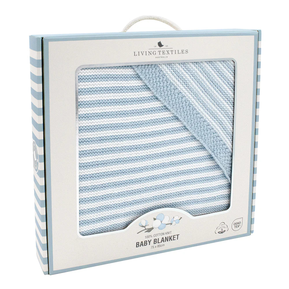 Cotton Knit Stripe Baby Blanket