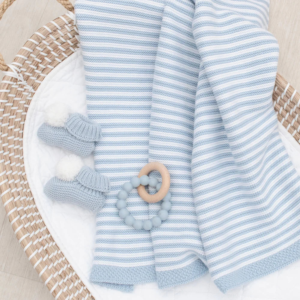 Cotton Knit Stripe Baby Blanket