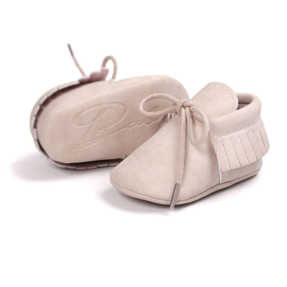 Cream Baby Moccasins – Soft & Stylish Unisex Baby Shoes | Lulu Babe