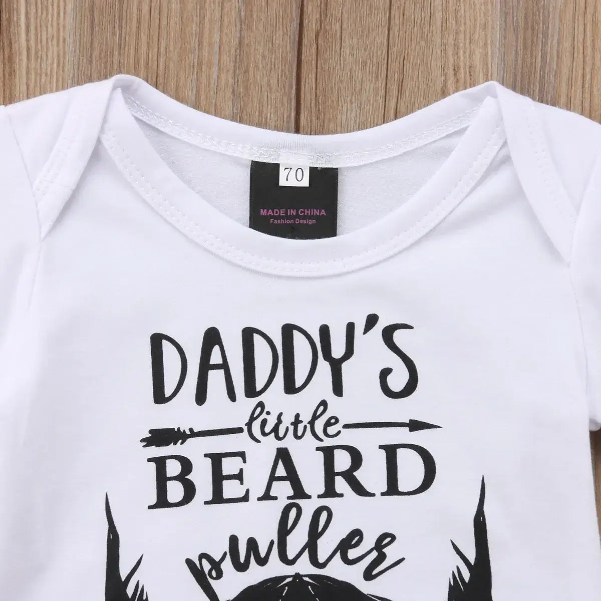 Closeup of Daddy's Beard Puller Baby Bodysuit
