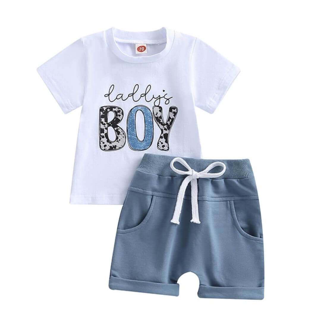 Daddy's Boy Baby Outfit | Stylish T-Shirt & Shorts Set for 0-3Y - Lulu Babe
