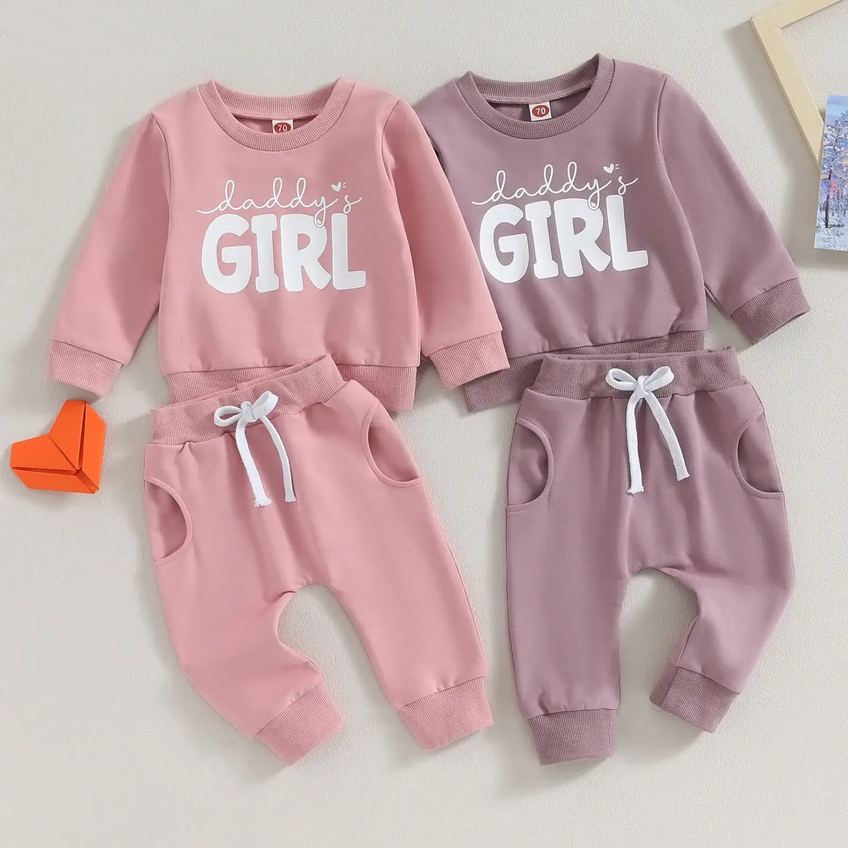 Daddy's Girl Baby Tracksuits in pink and purple