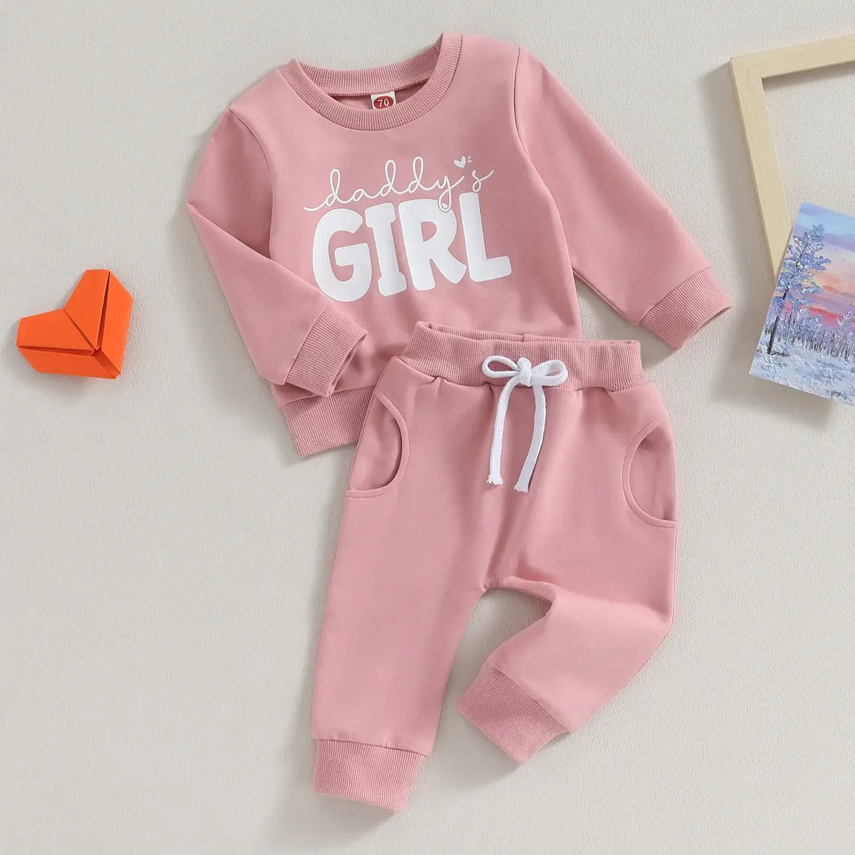 Daddy's Girl Baby Tracksuit Pink | Lounge Set for Baby & Toddler Girl - Lulu Babe