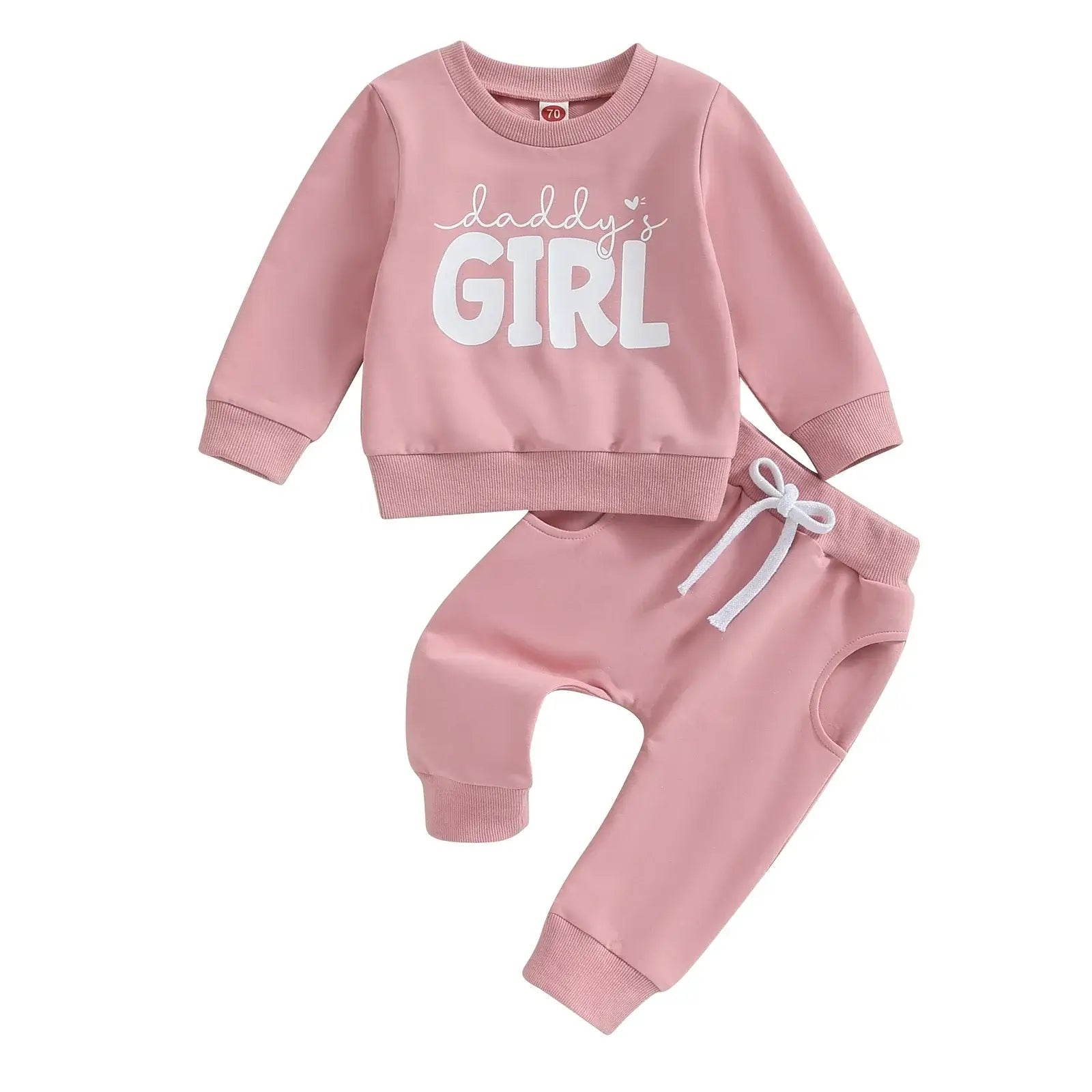Daddy's Girl Baby Tracksuit Pink | Lounge Set for Baby & Toddler Girl - Lulu Babe