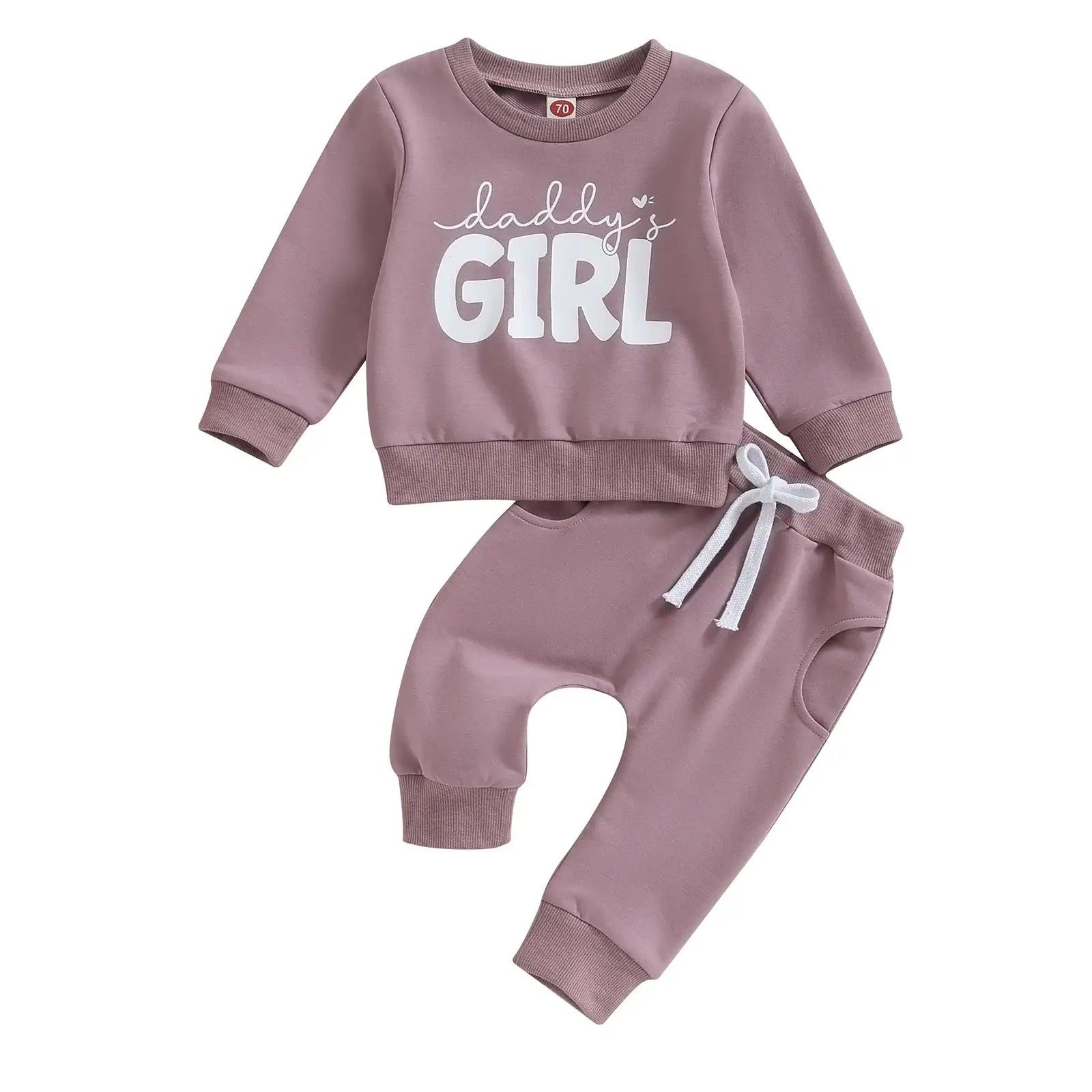 Daddy's Girl Baby Tracksuit purple | Lounge Set for Baby & Toddler Girl - Lulu Babe