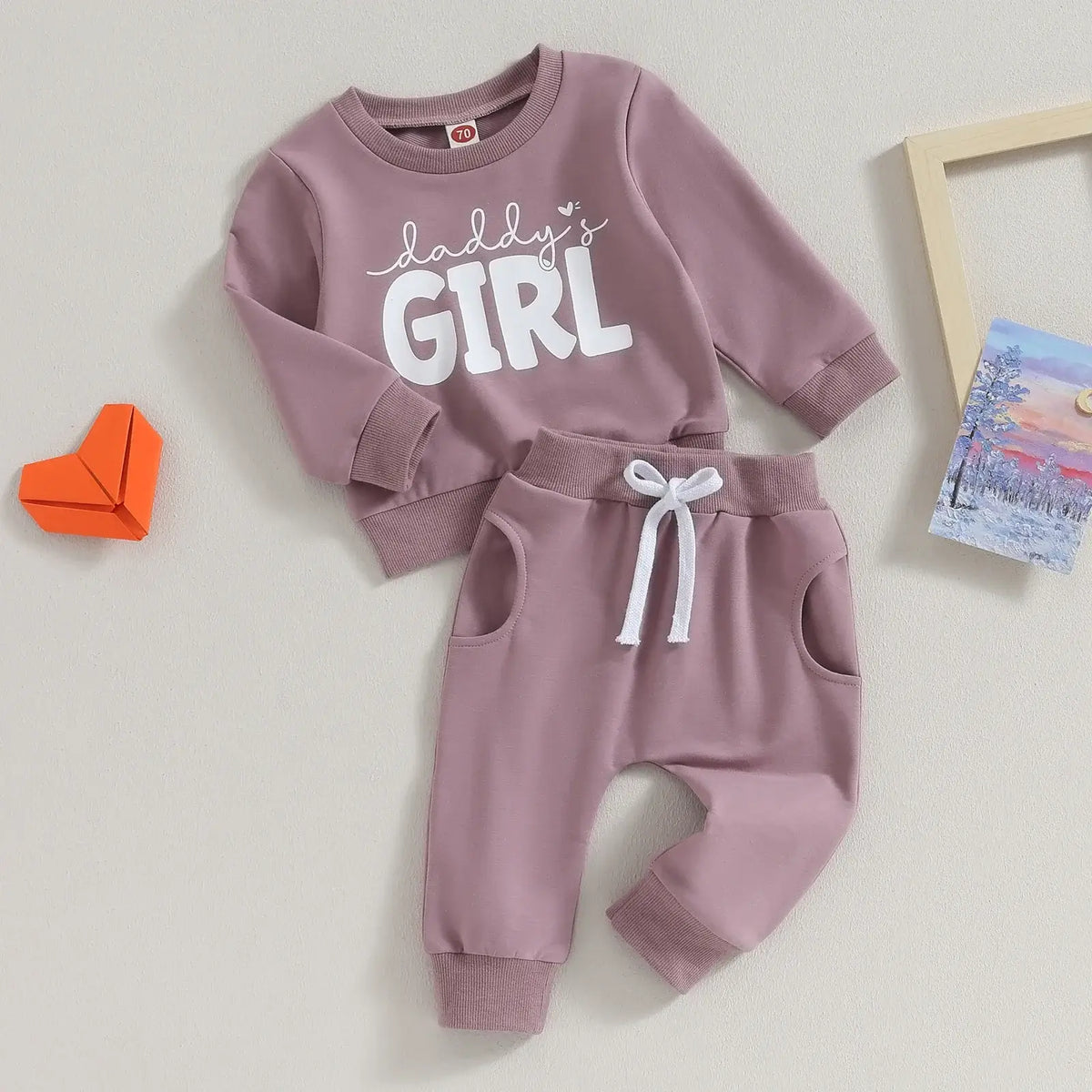 Daddy's Girl Baby Tracksuit purple | Lounge Set for Baby & Toddler Girl - Lulu Babe