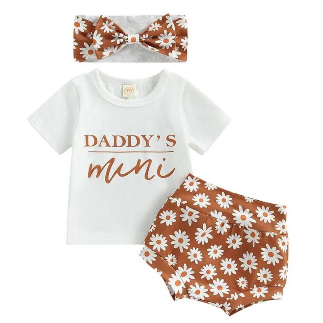 Daddy&#39;s Mini Floral Baby Set | 3-Piece Baby Girl Outfit - Lulu Babe