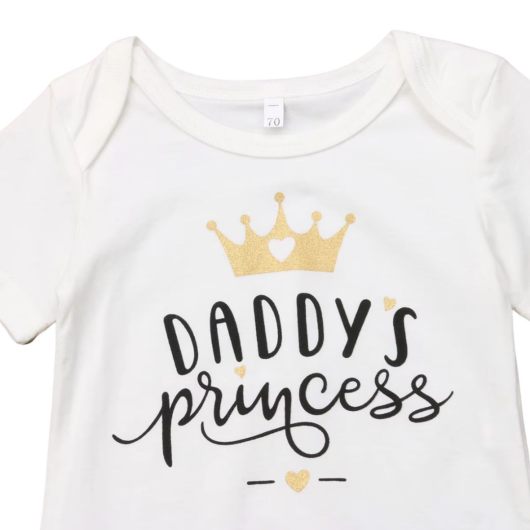 Daddy's Princess Set | Baby Girl Outfit with Sequin Bows - Lulu Babe