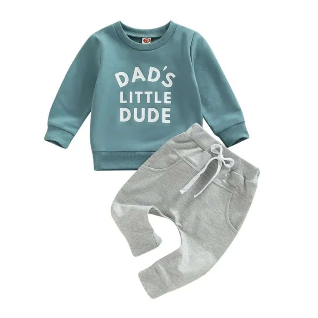 Dad&#39;s Little Dude Tracksuit Set | Stylish Baby &amp; Toddler Boy Outfit - Lulu Babe