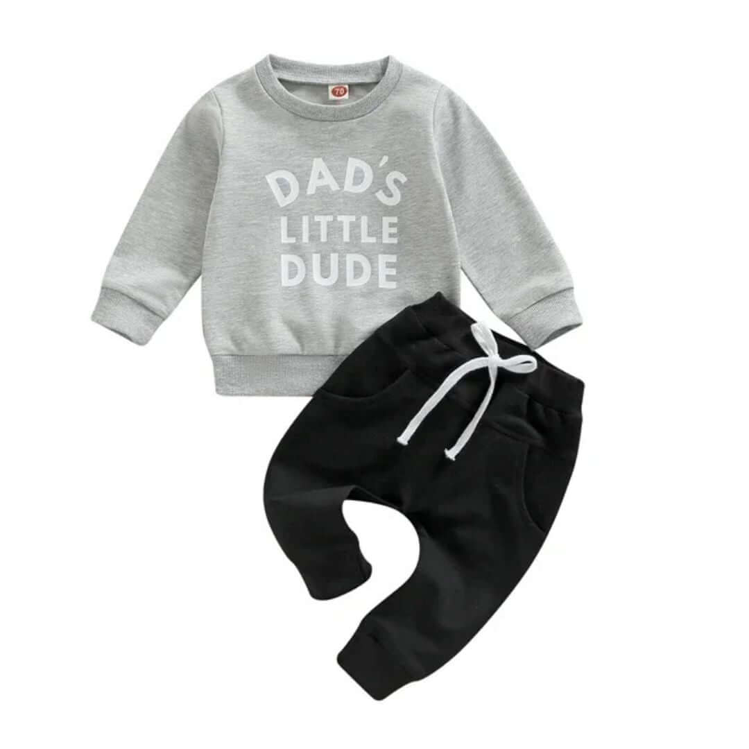 Dad's Little Dude Tracksuit Set | Stylish Baby & Toddler Boy Outfit - Lulu Babe