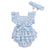Daisy Ruffle Baby Girl Romper in blue - back view