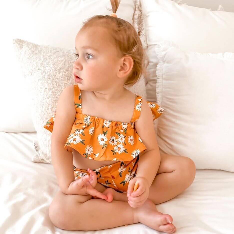 Daisy Girls Summer Set | Off-Shoulder Top & High-Waist Shorts - Lulu Babe