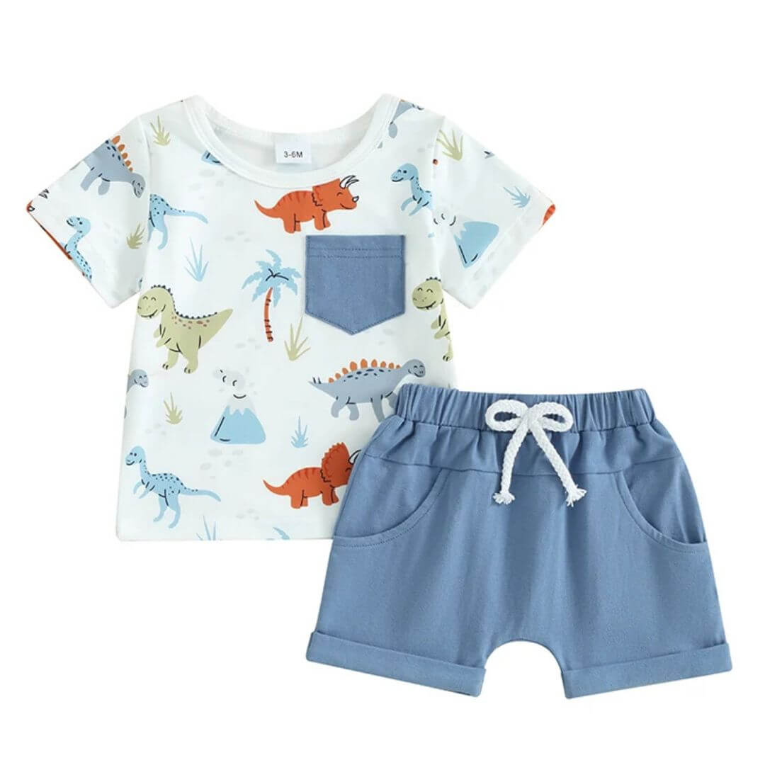 Dinosaur Boys Outfit | Dino Shorts Set for Baby &amp; Toddler Boys - Lulu Babe