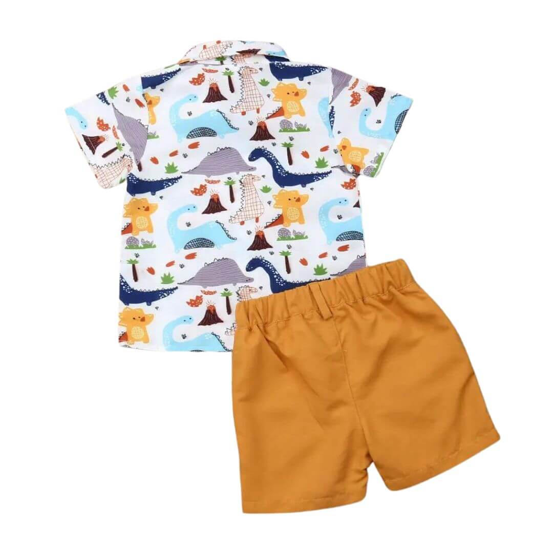 Dinosaur Collared Shirt Set | Toddler Boy Special Occasion Outfit - Lulu Babe