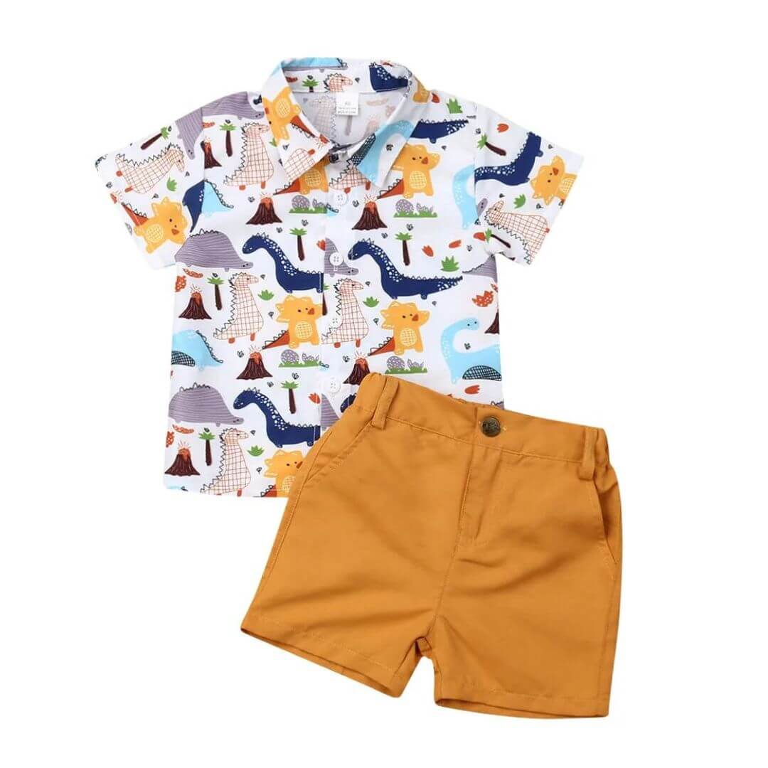 Dinosaur Shirt Toddler Set | Fun Formal Outfit for Baby &amp; Toddler Boy - Lulu Babe