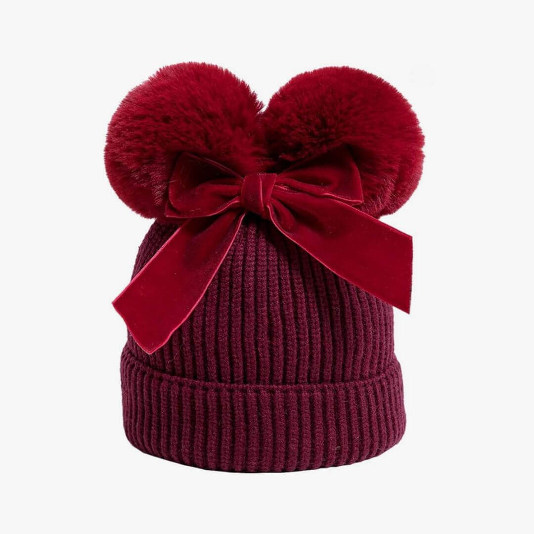 Pom Pom Baby Beanie | Luxe Girls Ribbed Bow Beanie - Lulu Babe
