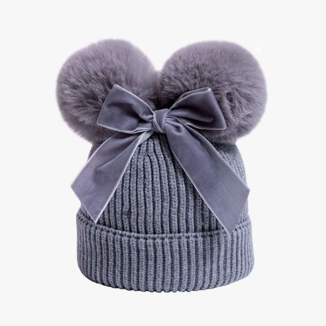 Pom Pom Baby Beanie | Luxe Girls Ribbed Bow Beanie - Lulu Babe