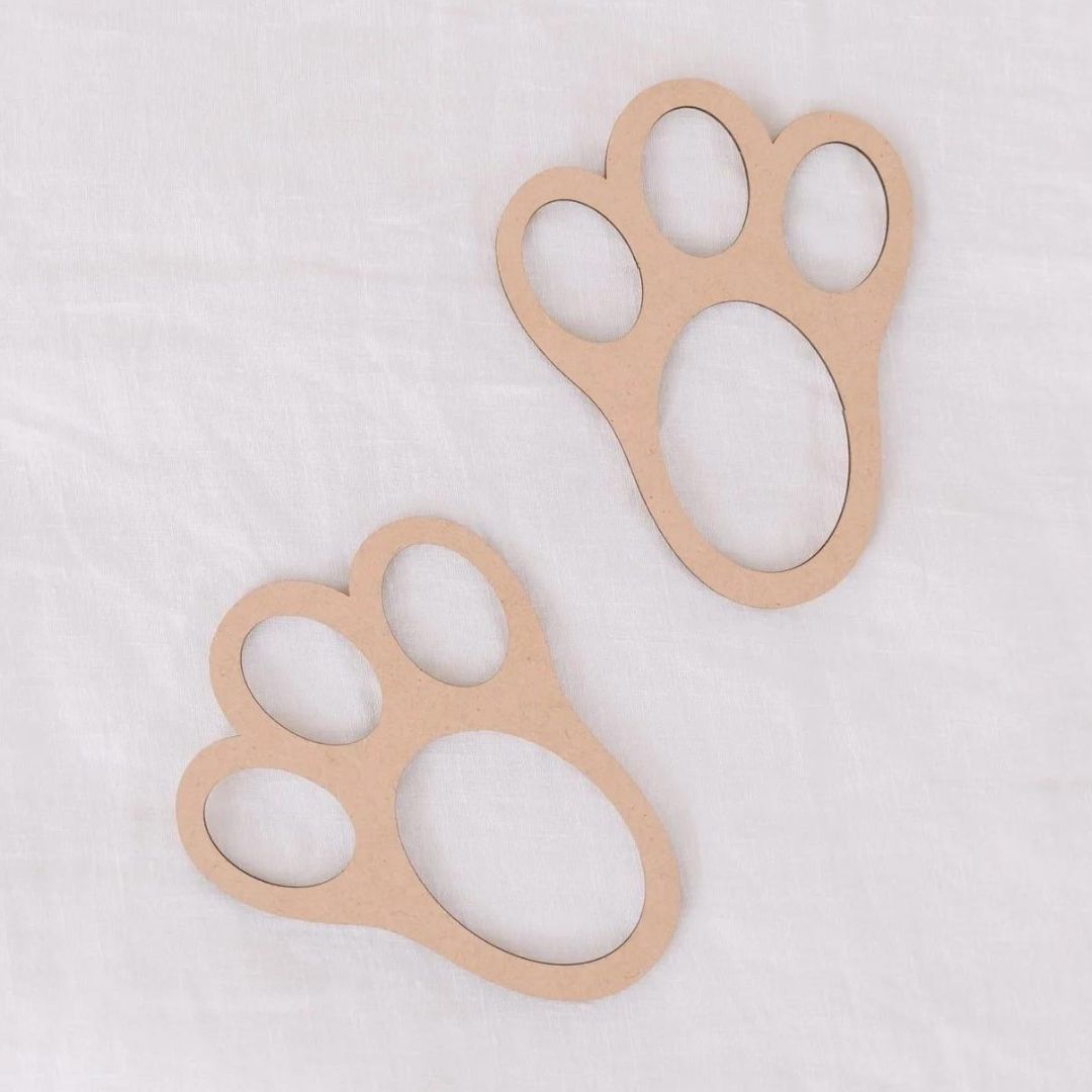 Easter Bunny Footprint Stencils | Set of 2 Wooden Paw Stencils